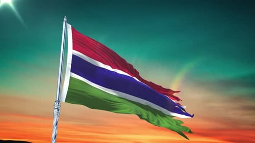 Gambia National Flag Waving in Realistic Fabric Motion