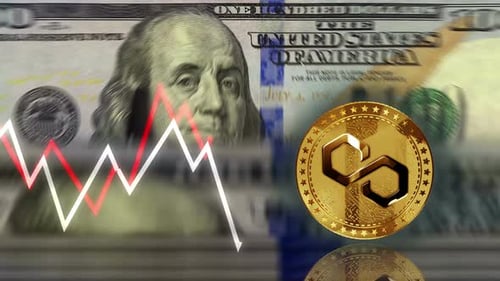 Pièce de crypto-monnaie Polygon Matic de plus de 100 dollars en boucle
