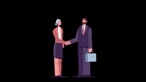 2d Business Deal Cartoon Animation Alpha Channel