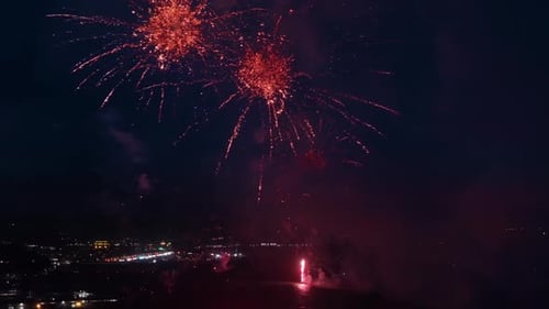 Aerial View of Fireworks Over San Francisco on 4Th of July Night