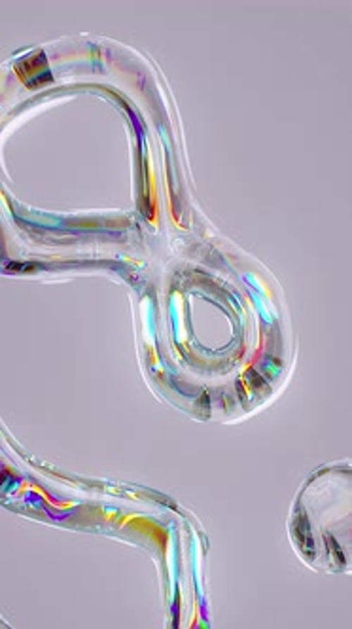 Transparent multicolored liquid waving surface, ripples with iridescent effect.