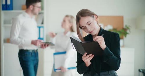 Colleagues Working Together in Bright Office Setting
