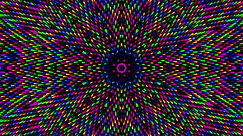 Bunter abstrakter Hintergrund mit kreisförmigem Design in der Mitte. Kaleidoskop VJ Loop