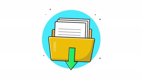 4k Open Folder and Green Arrow. Folder Download Concept Animation Video