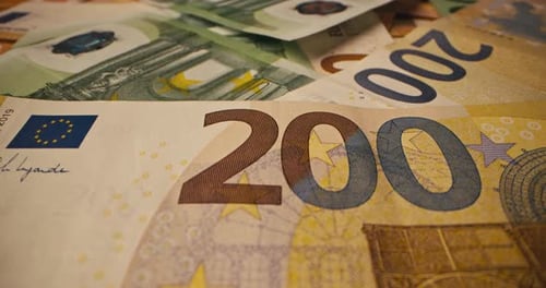 Pile of Two Hundred Euro Currency Money