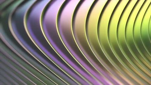 Abstrakter 3D-Hintergrund mit gekrümmten Regenbogenlinien mit Farbverlauf, die ein Muster bilden