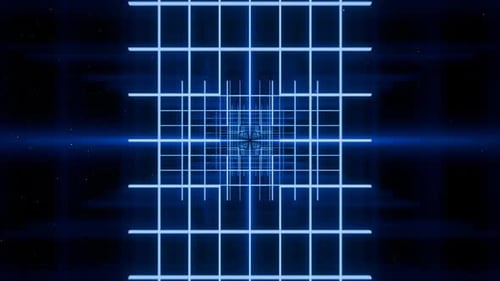 Futuristic 3d render, vj loop, technology tunnel with lights flashing. endless loop