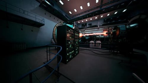 Futuristic Laboratory with Advanced Technology and Plasma Energy Beam