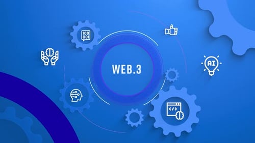 Infographie plate, coloriser les Icones, arrière-plan, Web3, animation en boucle