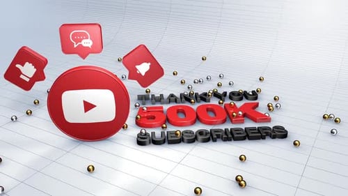 3D Thank You 500K Subscribers Social Media Celebration