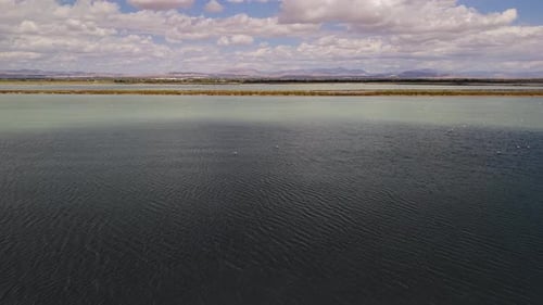 Aerial View of Salt Lagoon Near Santa Pola Alicante Spain Scenic Landscape with Colorful Water