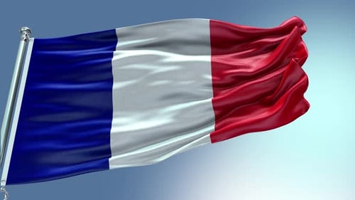 Realistic Waving France National Flag Loop with Blue Sky
