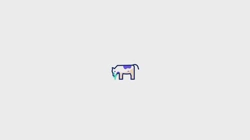Animated Flat Design Cow Grazing Icon