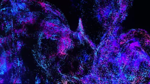 Abstract Swirling Neon Particles Flow Background