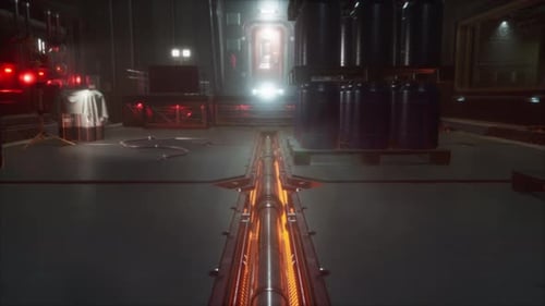 Hintergrund Science-Fiction 3D-Rendering von Science-Fiction-Raumschiff-Korridoren