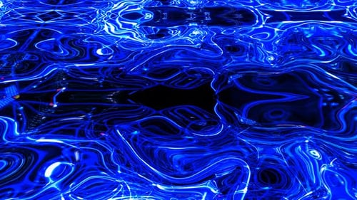 Abstract Blue Neon Liquid Waves Motion Background Loop