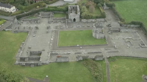 Ruins Of The Old Mellifont Abbey, Monument In Tullyallen, County Louth, Ireland. Aerial Drone Shot