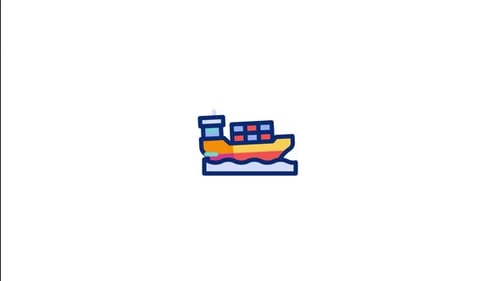 Animated Flat Design Container Ship Icon
