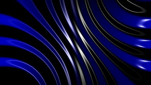 Abstract Blue and Black Fluid Wavy Lines Loop Background