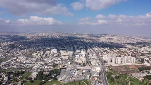 Jerusalem City wide shot aerial Flight view