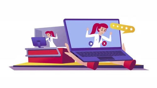 Flat Design Doctor Video Call Animation