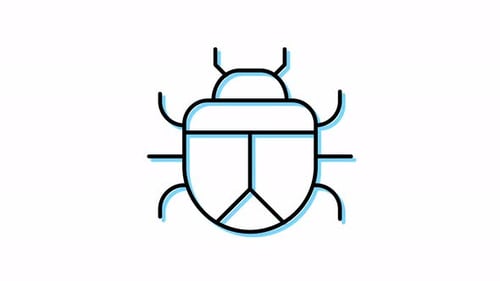 Animated line icon of bug virus.