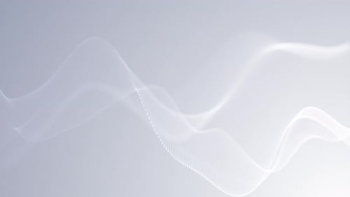 Partikel, blaue Welle, Cybertechnologie-Hintergrundschleife. Digitales luxuriöses Wellenmuster aus Netzstoff mit leuchtenden Punkten