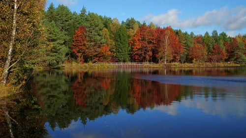 La vue panoramique de Moorsee montre un lac reflétant les arbres environnants aux couleurs automnales