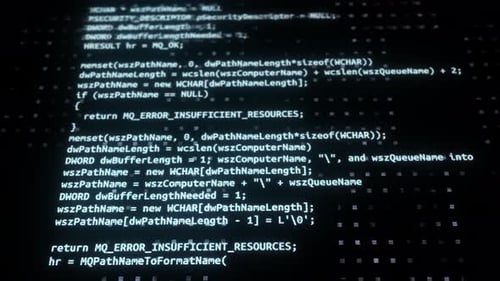 Binary Code Software Data Digital Display Moving on Computer Screen