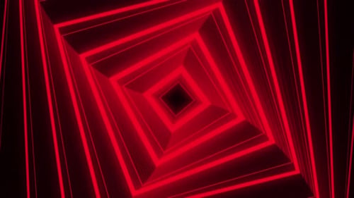 Rotating Red Geometric Square Tunnel Loop Background
