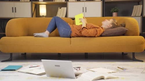 Naughty and grumpy young college girl.