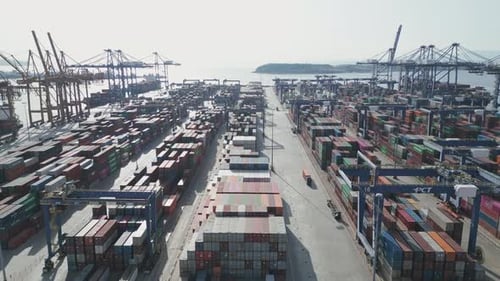 Vast Aerial Panorama of a Massive Container Terminal