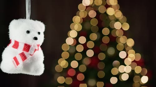 Teddy Bear Ornament Christmas Close Up