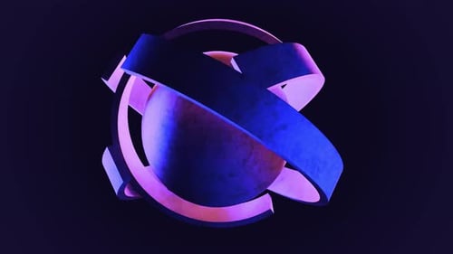 Violettes und blaues 3D-Objekt dreht sich
