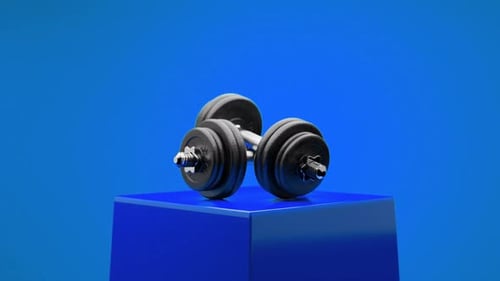 3D Rotating Dumbbell On Pedestal For Fitness Videos