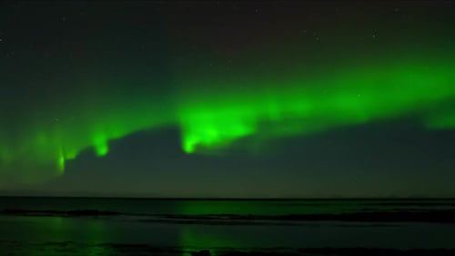 Aurora Borealis Northern Lights in Iceland Real Night Sky with Stars Time Lapse Astronomical