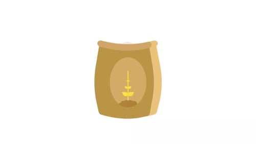 Flat Design Animated Sack of Wheat and Flour