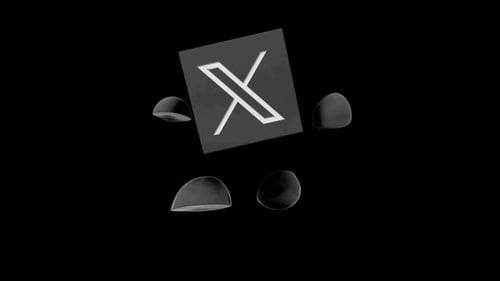 Abstract 3D Rotating Cube with X Symbol Reveal
