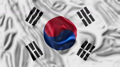South Korea Flag Waving Realistic Fabric Loop