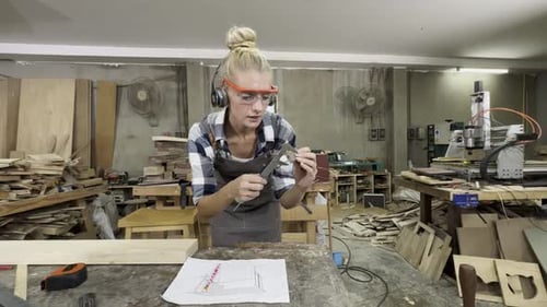 Carpenter Small Business Owner in Wood Furniture Making Female Carpenter