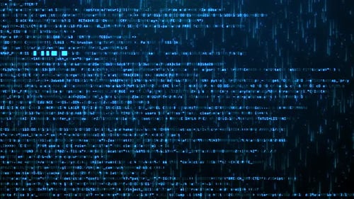 Computer Programming Script Running on Screen. Futuristic Command Line Interface Background.