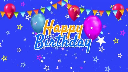 Happy Birthday Animation with Balloons and Confetti