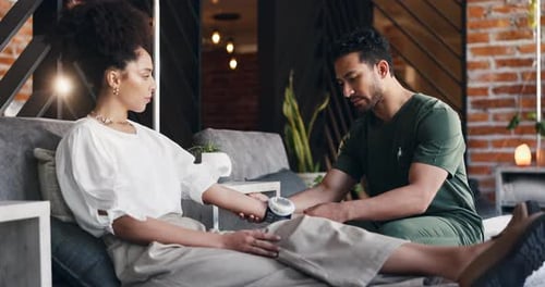 Nurse, woman and monitor in clinic with blood pressure for wellness, medical assessment and support