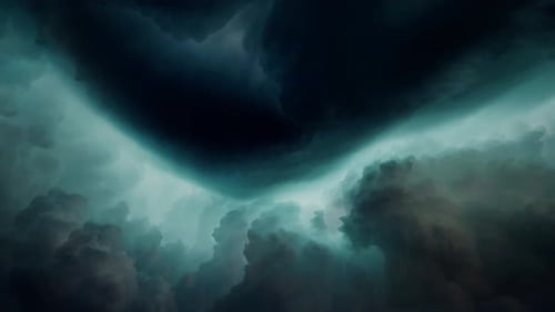 Unheilvoller zyanfarbener Gewitterwolkenwirbel im Zeitraffer