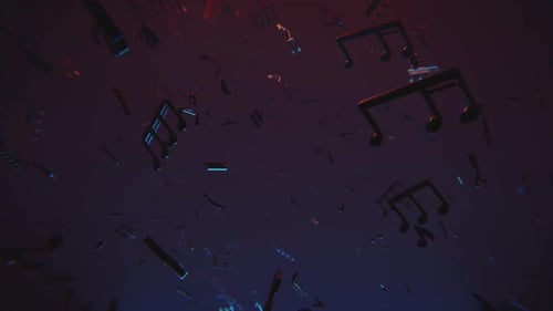 Floating 3D Musical Notes Futuristic Abstract Background