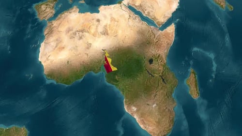 Cameroon Map with Waving Flag Animation