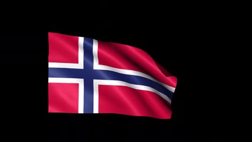 Seamlessly Looping Norwegian Flag Waving Alpha Channel Animation