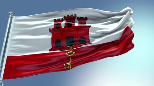 Realistic Waving Flag of Gibraltar