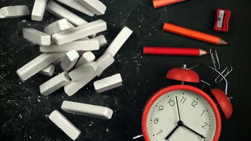 Chalk Falls on the Blackboard Filmed on a Highspeed Camera at 1000 Fps