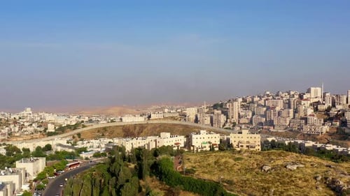 Security Wall divide Israel and Palestine- Aerial view